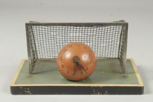 A RARE PIECE OF FOOTBALL MEMORABILIA, a goal with a football. 2.75ins diameter as a clock. Goal