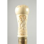 A WALKING STICK with carved bone handle. "MERMAID"