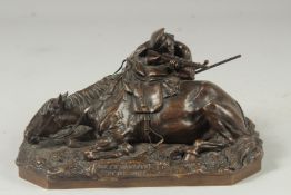 A SUPERB 19TH CENTURY RUSSIAN BRONZE. FABR. C. F. WOERFFEL, ST PETERSBURG. A Russian soldier