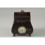 A GOOD 19TH CENTURY TOLEWARE PAGODA SHAPED TEA CADDY 5.5ins high.