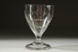 A SMALL GEORGIAN GLASS engraved "PEACE & PLENTY".