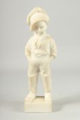 A GOOD MARBLE FIGURE OF A DUTCH BOY smoking a pipe, on a square base. 14ins high.