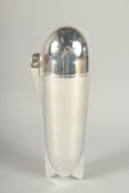 A SILVER PLATED ZEPPELIN COCKTAIL SHAKER. 9ins high.