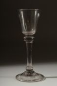 A LARGE PLAIN GEORGIAN GLASS with double knop stem. 6ins high.