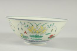 A Chinese Doucai style circular porcelain bowl. 6ins diameter.