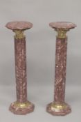 A PAIR OF MARBLE CLUSTER COLUMNS. 3ft 3ins high.