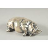 A RUSSIAN SILVER PIG. 2.75ins long. Marks: 84. Head, Faberge I. P.
