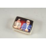 A SILVER PILL BOX " The Two Ronnies" 1.5ins