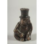 A JAPANESEE BRONZE GORILLA SNUFF BOTTLE AND STOPPER. 2.5ins high.