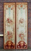 A GOOD PAIR OF LARGE EARLY/MID 20TH CENTURY BRUSSELS NEEDLEWORK PANELS, cream ground, decoration