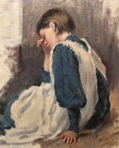 Paul Paul (1865-1937), a study of a young girl seated, oil on canvas laid down, signed, 11" x 9" (28