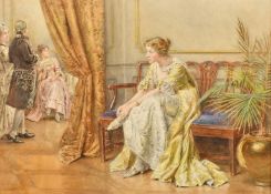 George Godwin Kilburne, (1839-1924) British, 'Between Dances', a pretty young lady seated