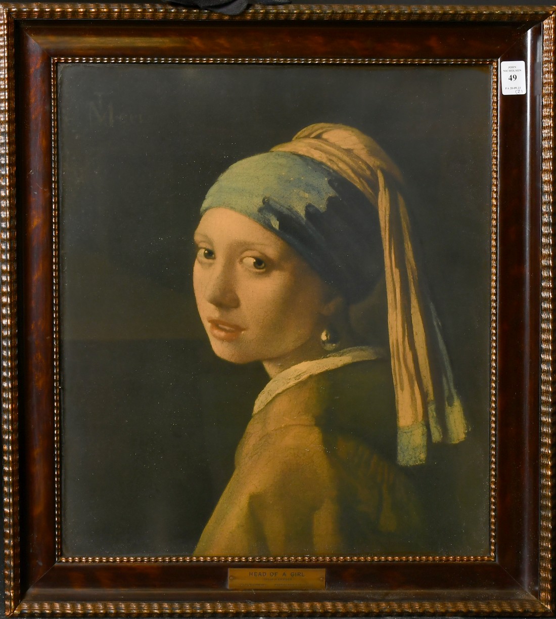 A colour print after Vermeer, 18.25" x 15.5", (46.5x39cm) in a Ripple style frame and another - Image 2 of 4