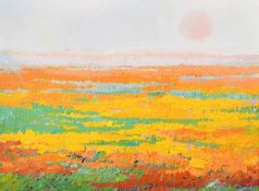 20th Century, A field with colourful flowers, oil on canvas, bears signature and inscription
