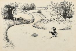 Norman Thelwell (1923-2004) British, 'Home Boy! Home!', a young boy standing on a lane with a