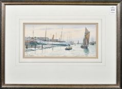 Colin M. Baxter, 'Down the River Medina, Cowes, Isle of Wight', boats on the river, watercolour,