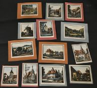 Margaret Hodgson, A set of thirteen colour wood engravings, Scenes in Kent, all signed and inscribed