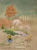 Frank Galsworthy, A set of 6 Oriental garden scenes, watercolours, all inscribed and signed and