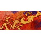 Lia Melia (Contemporary), 'Fire Dance', mixed technique, 11" x 23.5" (28 x 60cm).