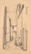 Late 19th Century English School, 'A Whitby Yard', pencil sketch signed with initials, 5" x 2.75" (