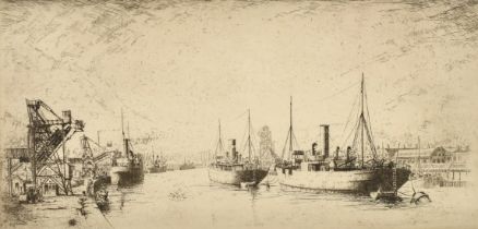 Alasdair Macfarlane (1902-1960), an etching of shipping in a port, signed in pencil and inscribed '