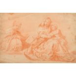 18th Century, 'The Holy Family', red chalk drawing, 11.75" x 18", (30x45.5cm) (a/f).