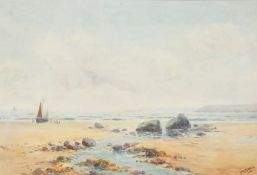 M. Sim (early 20th Century), Off the Cornish Coast, watercolour, signed, 9.25" x 13.75", (23.