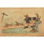 A pair of 19th Century hand coloured caricature etchings, 'The Protestant Sovereign Safety coach'