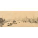 William Lionel Wyllie (1851-1931) British, London Bridge, etching, signed in pencil, plate size 6.