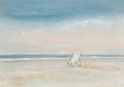 Antoine Vit (born 1959) French, A lone deckchair on a beach, mixed media, signed, 20.5" x 28.5", (