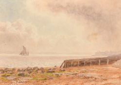 Martin Snape (1852-1930), View across the Solent from Haslar, Gosport, watercolour, signed, 7" x