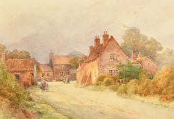 A. Knight (late 19th Century), figures in a village street, watercolour, signed, 14.5" x 21" (37 x