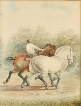 After Rosa Bonheur, a detail from 'The horse fair', watercolour, signed with monogram, 8.5" x 6.