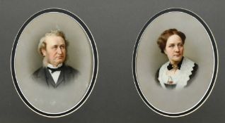 Mid-19th Century English School, portraits of Mr and Mrs Fleming of Liverpool, watercolour on
