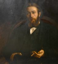 Late 19th Century, Portrait of a seated Gentleman with a beard, holding a cigarette, oil on