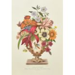 A well framed decorative print of flowers in a Sevres vase, 18.75" x 13.25", (47.5x33.5cm).