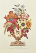 A well framed decorative print of flowers in a Sevres vase, 18.75" x 13.25", (47.5x33.5cm).