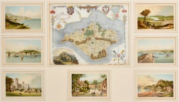 A 19th Century hand colourd engraved map of the Isle of Wight, 8" x 10.5", (20.5x26.5cm)