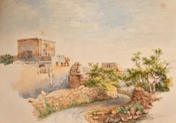Circle of Nicholas Krasnoff, A pair of Maltese views (possible near Rabat) watercolours, 6.5" x 8.