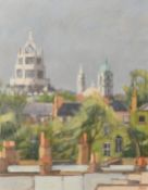Sir Ninian Buchan-Hepburn, 'Chelsea Rooftops', oil on board, initialled, Royal Academy Summer