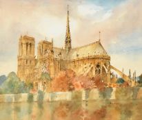 Alison Musker (20th Century), a view of Notre Dame, watercolour, signed, 12" x 15" (30 x 38cm).
