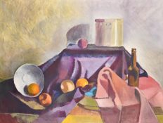 Ora Lerman (1938-1998) American, Circa 1970, a still life composition of mixed objects, oil on