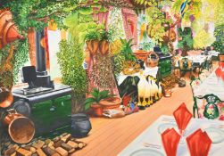 Dee Taylor, (British 20th Century) An exotic restaurant interior, watercolour, signed in pencil on