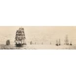William Lionel Wyllie (1851-1931) British, timber ships, etching, signed in pencil, plate size 4.25"
