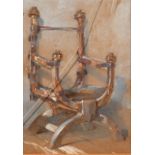 James Lobley (1829-1888), a study of a coronation chair, watercolour, signed with initials, 6.75"