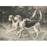 After Thomas Blinks, A couple of Fox Hounds, photogravure, signed in pencil and dedicated, 16.75"