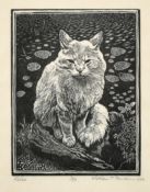 William T. Rawlinson (20th Century) 'Felix', a cat sitting next to a pond, inscribed, numbered 3/50,
