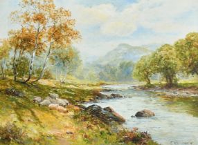 Ernest Walbourn (1872-1927) 'At Bettys-y-Coed, N. Wales', a stream with sheep grazing the banks