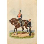 Richard Simkin, Circa 1875, two officers from the 5th Royal Irish Lancers, one on horseback,