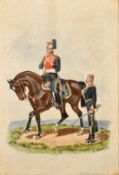Richard Simkin, Circa 1875, two officers from the 5th Royal Irish Lancers, one on horseback,